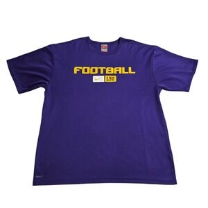 LSU Football Team-Issued XL T-Shirt Nike Dri-FIT Purple Gold NCAA‎